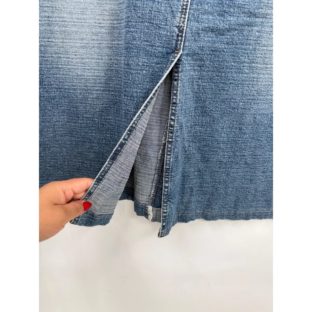London Blue Vigoss 11/12 Denim Midi Skirt W  Blue‎ Grommet Slit Distressed Y2K